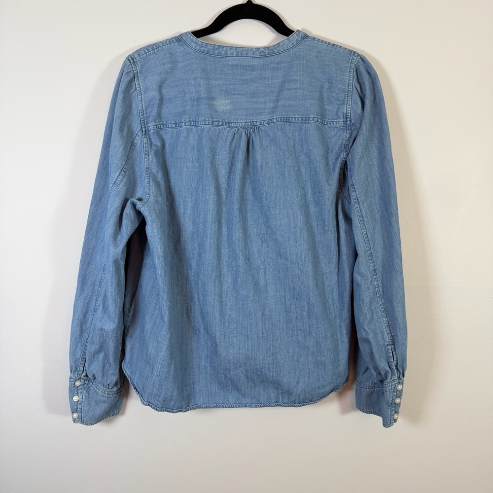Point Sur Chambray Button Front Blouse Shirt Lyocell Farmhouse Western Cowgirl L - Picture 5 of 8